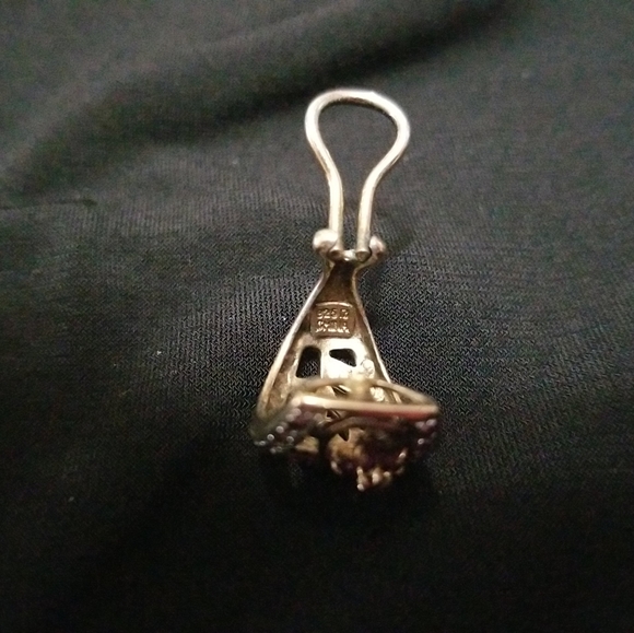 .925 silver with gold overlay Sapphire, Ruby and diamond earrings - Picture 7 of 7